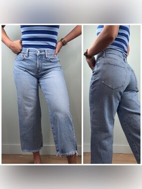 Madewell The Perfect Vintage Wide Leg Crop Jeans Light Blue size 26P